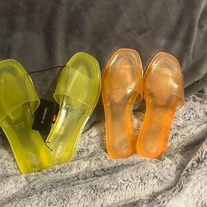 2 pairs of Forever 21 transparent sandals.